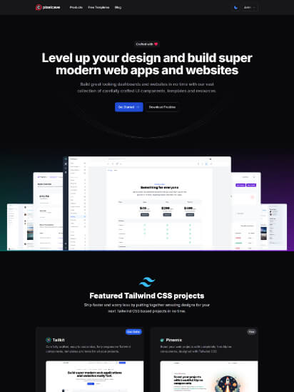 Website screenshot of pixelcave.com in dark mode