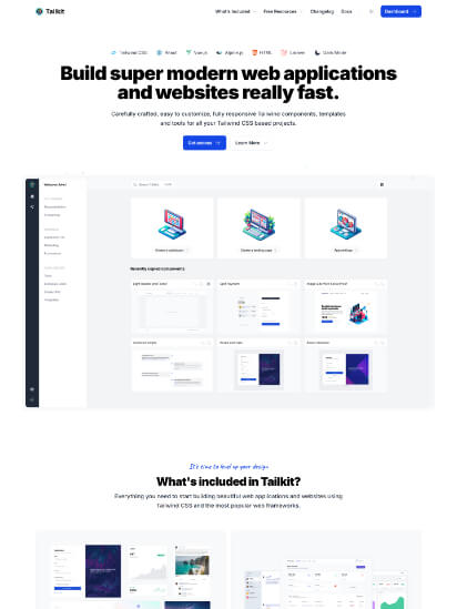 Website screenshot of tailkit.com
